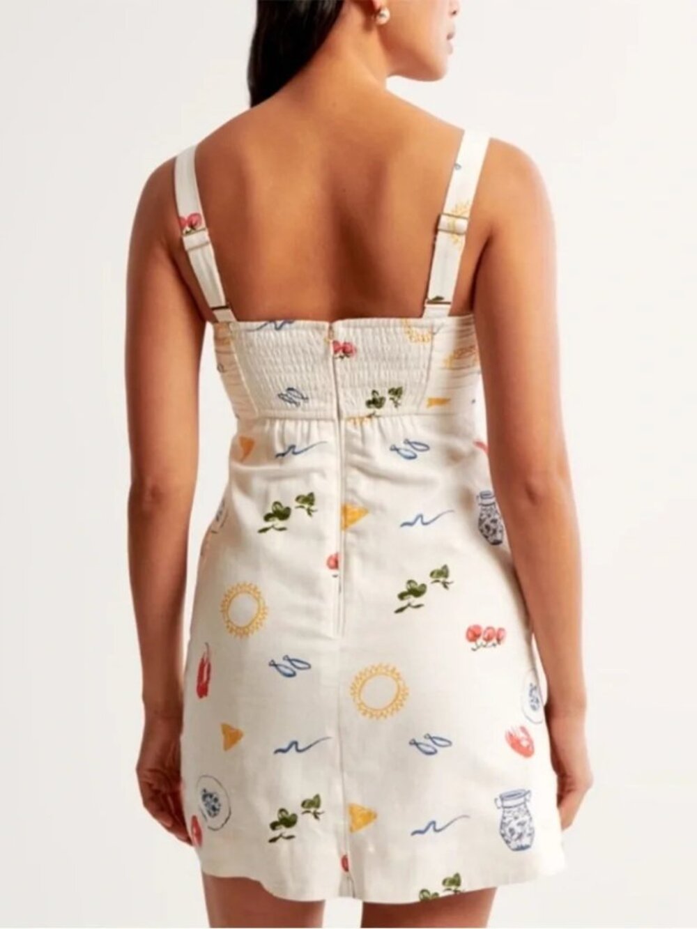 Abercrombie & Fitch Linen Blend Coastal Print Emerson Skort Dress Sz Small Tall - Picture 2 of 10